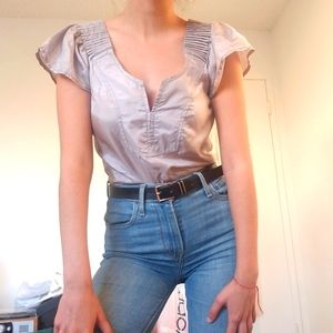 100% Silk Silver Professional Blouse